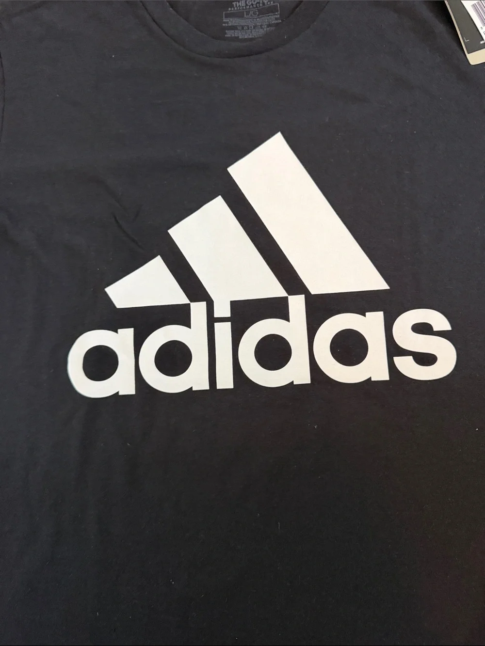 NWT ADIDAS Black T-Shirt with White Logo mens sz LRG
